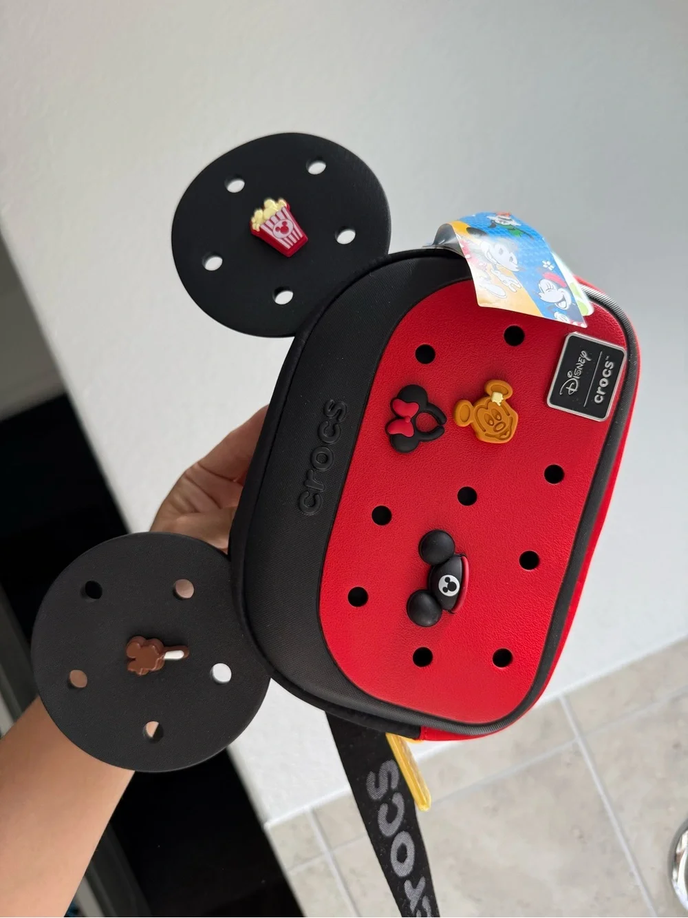 Crocs Red & Black Mickey Ear Fanny pack
